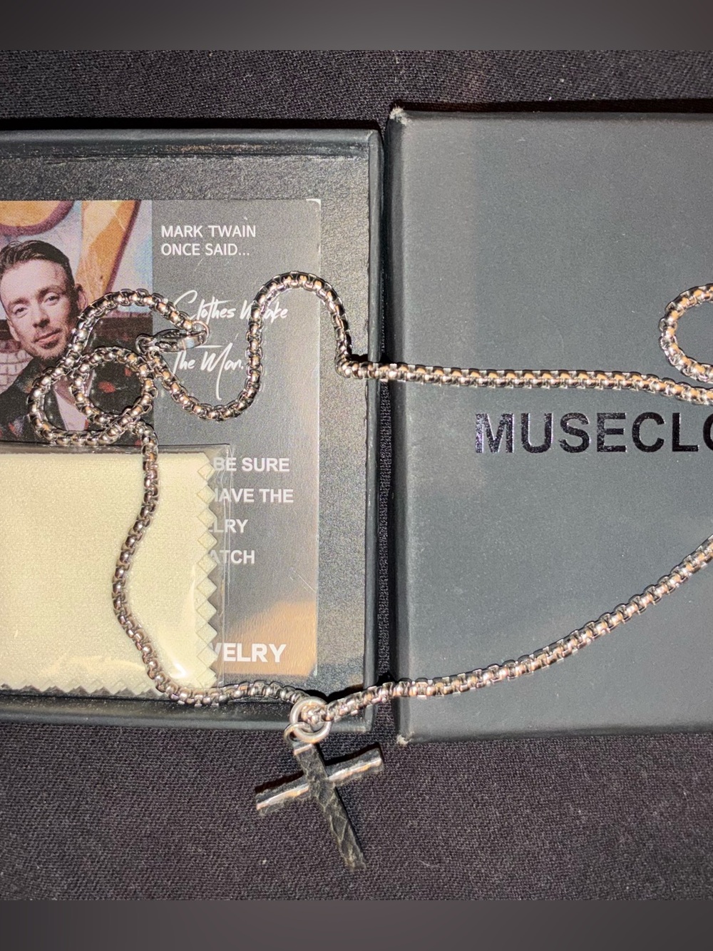 Muse Silver Hammered Cross Necklace for Men/Women